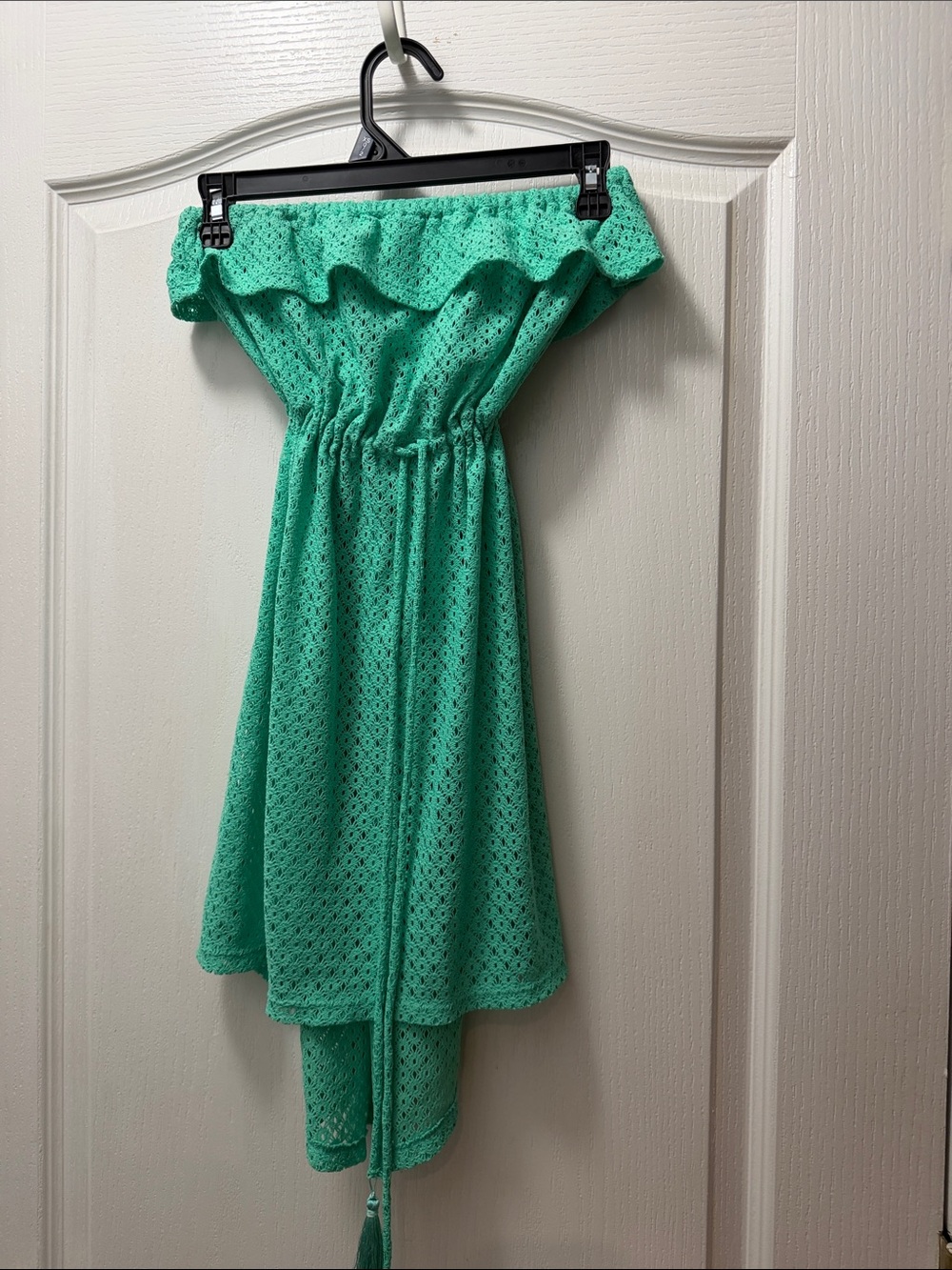 Aqua Eyelet Strapless Summer Dress